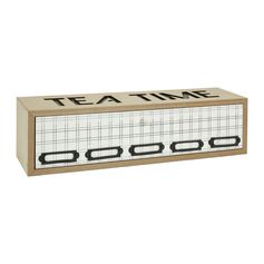 Boîte à thé en MDF avec tiroir et imprimé "Tea time" 37x10x11cm