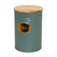 Boite à thé métal et couvercle bambou vert D 10x14cm
