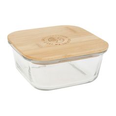Boite alimentaire carrée verre et couvercle bambou 0.80L
