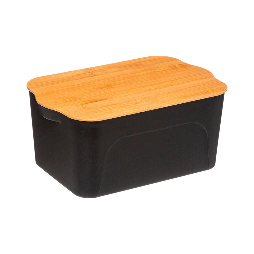 Boîte alimentaire noire couvercle bambou 6.5L - Centrakor