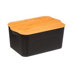 Boîte alimentaire noire couvercle bambou 6.5L