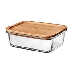 Boîte alimentaire rectangulaire verre et bambou 800ml 19.5x7x14.5cm
