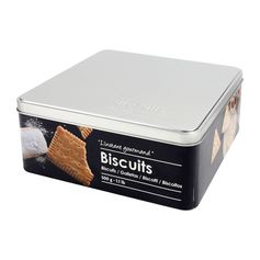Boîte à biscuits métal style épicerie fine relief 20x8x20cm