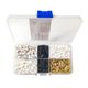 Boîte de 1500 perles Heishi noires blanches et or
