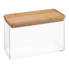 Boîte de conservation rectangulaire plastique et bambou 2L