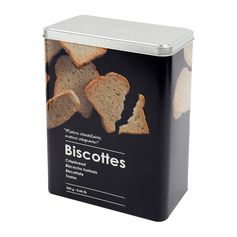 Boîte de rangement biscottes métal style épicerie fine relief 18x24.5x10cm