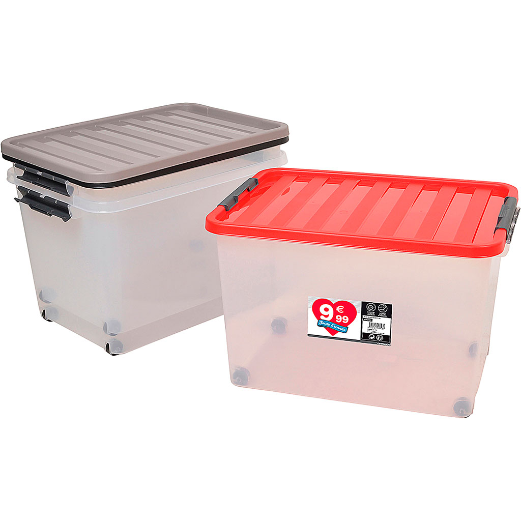 Boîte de rangement à clips et roulettes 45L 50x37x33cm Centrakor