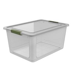 Boîte de rangement EASYSTOCK avec poignées vert et transparent 15L