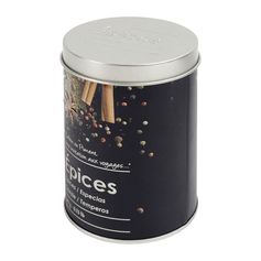 Boîte de rangement épices avec saupoudreur métal style épicerie fine relief 7x10x7cm