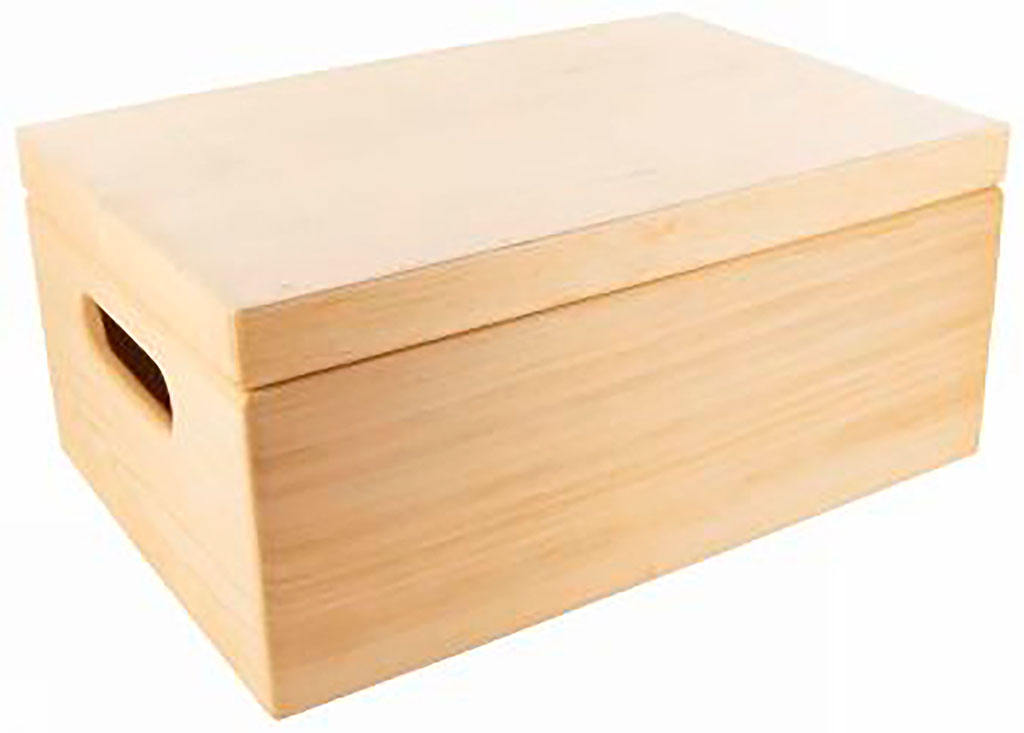 Petite boîte de bois rectangulaire 6.75''x3''x3'' avec couvercle refermable  - Colorantic