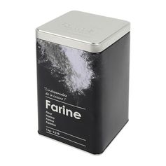 Boîte de rangement farine métal style épicerie fine relief 11x18x11cm