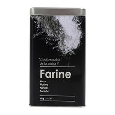 Boîte de rangement farine métal style épicerie fine relief 11x18x11cm