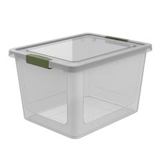 Boîte de rangement rectangulaire EASYSTOCK avec poignées vert et transparent 30L