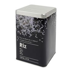 Boîte de rangement riz métal style épicerie fine relief 11x18x11cm
