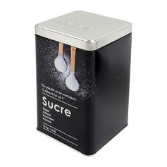 Boîte de rangement sucre en poudre métal style épicerie fine relief 11x18x11cm