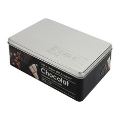 Boîte de rangement tablette chocolat métal style épicerie fine relief 20x4x13cm