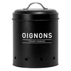 Boîte à oignons en métal noire mat 14x18cm