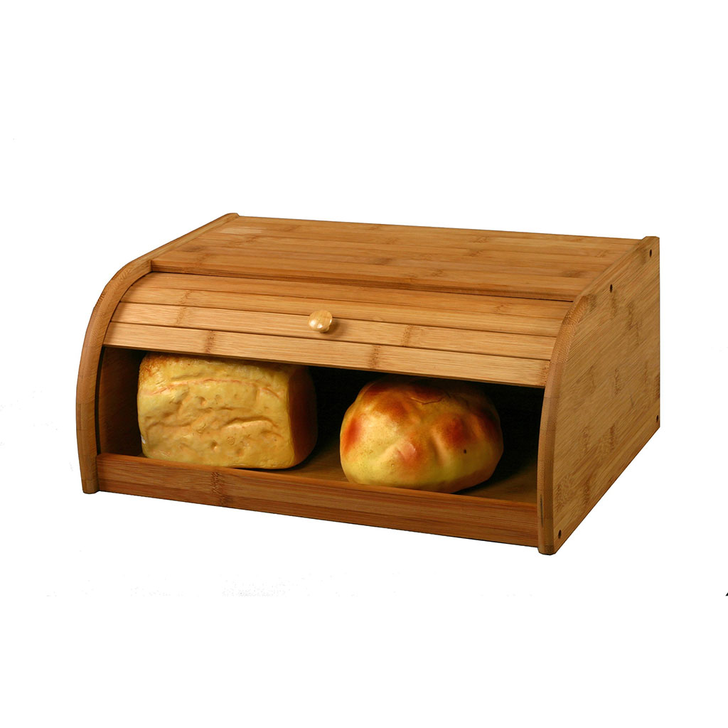 Boîte à pain rectangulaire métal et bambou noir 16x30x18cm - Centrakor