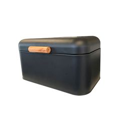Boîte à pain rectangulaire métal et bambou noir 16x30x18cm