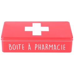 Boîte pharmacie métal rouge 32x15.5x8cm