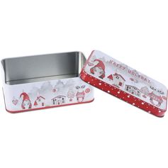 Boîte rectangulaire gnome de Noël métal 16x10x6cm