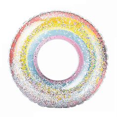 Bouée gonflable arc-en-ciel pailletée 79x21cm
