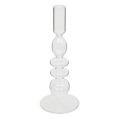 Bougeoir transparent verre bulles H 22cm