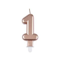 Bougie anniversaire chiffre 1 rose gold H 7.5cm