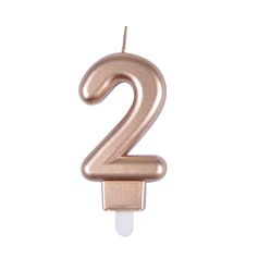 Bougie anniversaire chiffre 2 rose gold H 7.5cm