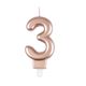 Bougie anniversaire chiffre 3 rose gold H 7.5cm