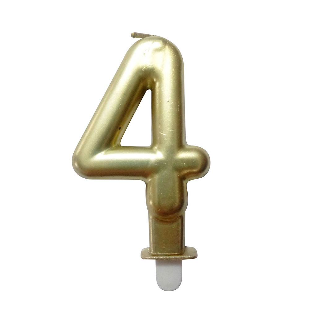 Bougie anniversaire chiffre 4 doré H 7.5cm
