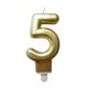 Bougie anniversaire chiffre 5 doré H 7.5cm