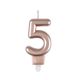 Bougie anniversaire chiffre 5 rose gold H 7.5cm