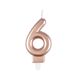 Bougie anniversaire chiffre 6 rose gold H 7.5cm