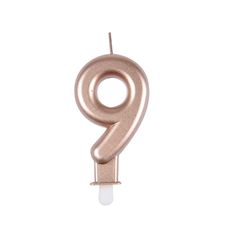 Bougie anniversaire chiffre 9 rose gold H 7.5cm