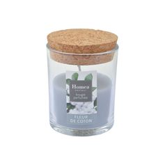 Bougie parfumée bocal verre fleur de coton 7x9x7cm