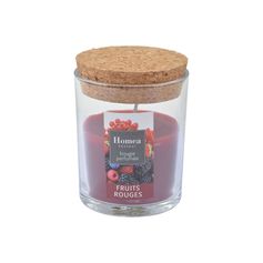 Bougie parfumée bocal verre fruits rouges 7x9x7cm