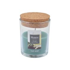 Bougie parfumée bocal verre thé vert 7x9x7cm