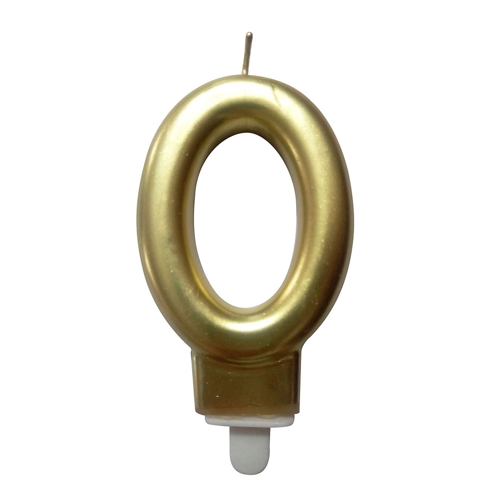 Bougie anniversaire chiffre 0 doré H 7.5cm