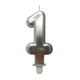 Bougie anniversaire chiffre 1 argenté H 7.5cm
