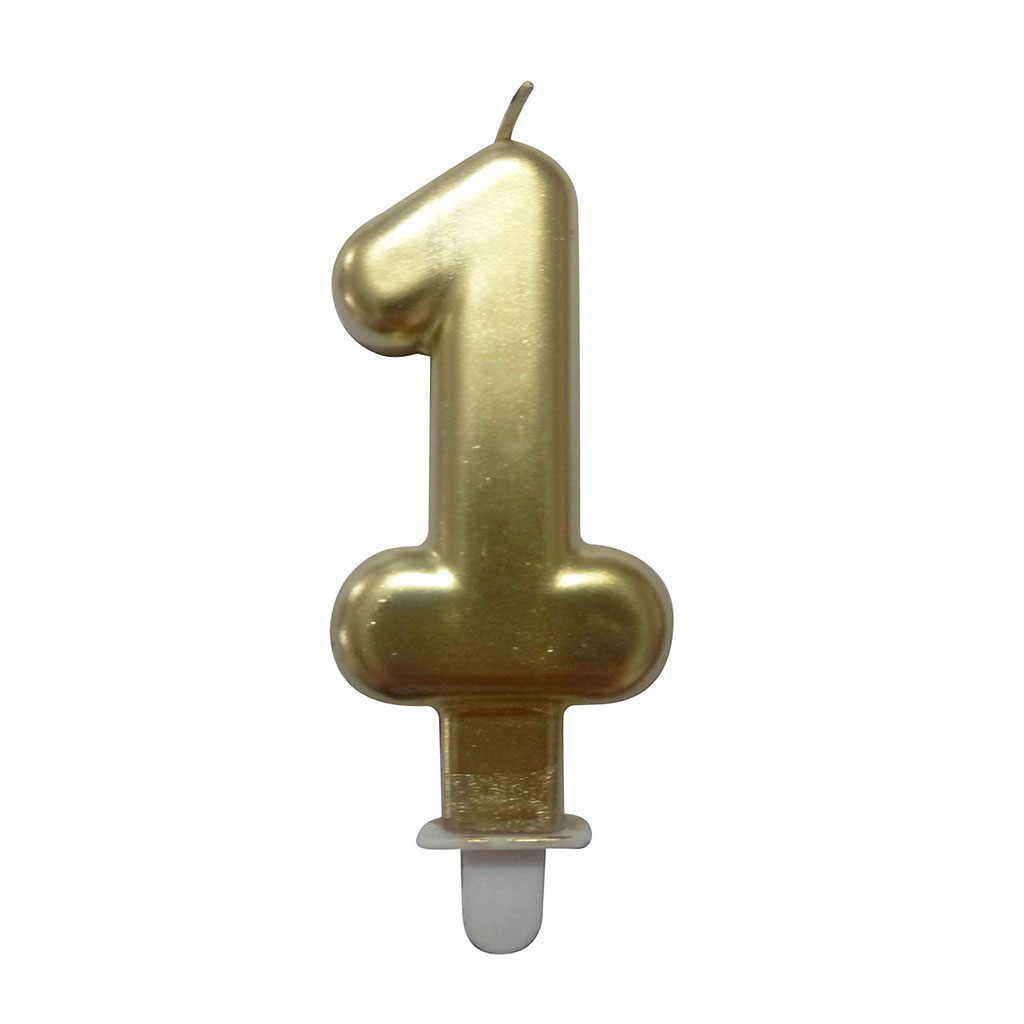 Bougie anniversaire chiffre 1 doré H 7.5cm