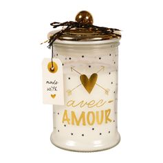 Bougie déco pot cœur doré H 14.5cm
