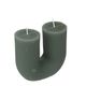 Bougie déco forme U vert céladon 11x12cm