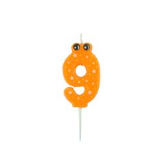 Bougie mini chiffre 9 orange H 5cm