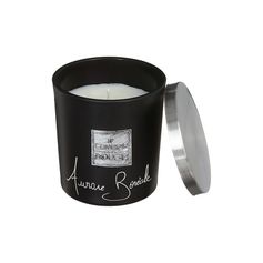 Bougie parfumée noire avec couvercle  Aurore Boréale 130g