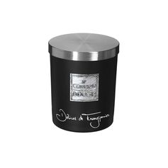 Bougie parfumée noire et couvercle délices de frangipanier 210g