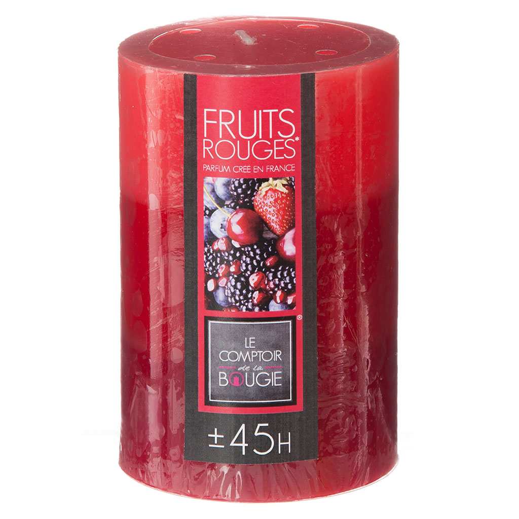 Bougie parfumée tricolore rouge senteur fruits rouges 7x10cm