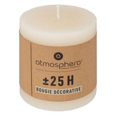 Bougie rustique ronde ivoire D 6.7x7cm