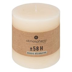 Bougie rustique ronde ivoire D 10x10cm