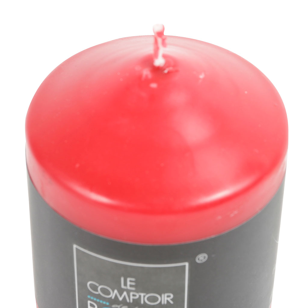 Bougie Décorative Diamètre 7cm - Hauteur 15cm - Rouge - Brûlée 85 Heures - Sans Parfum